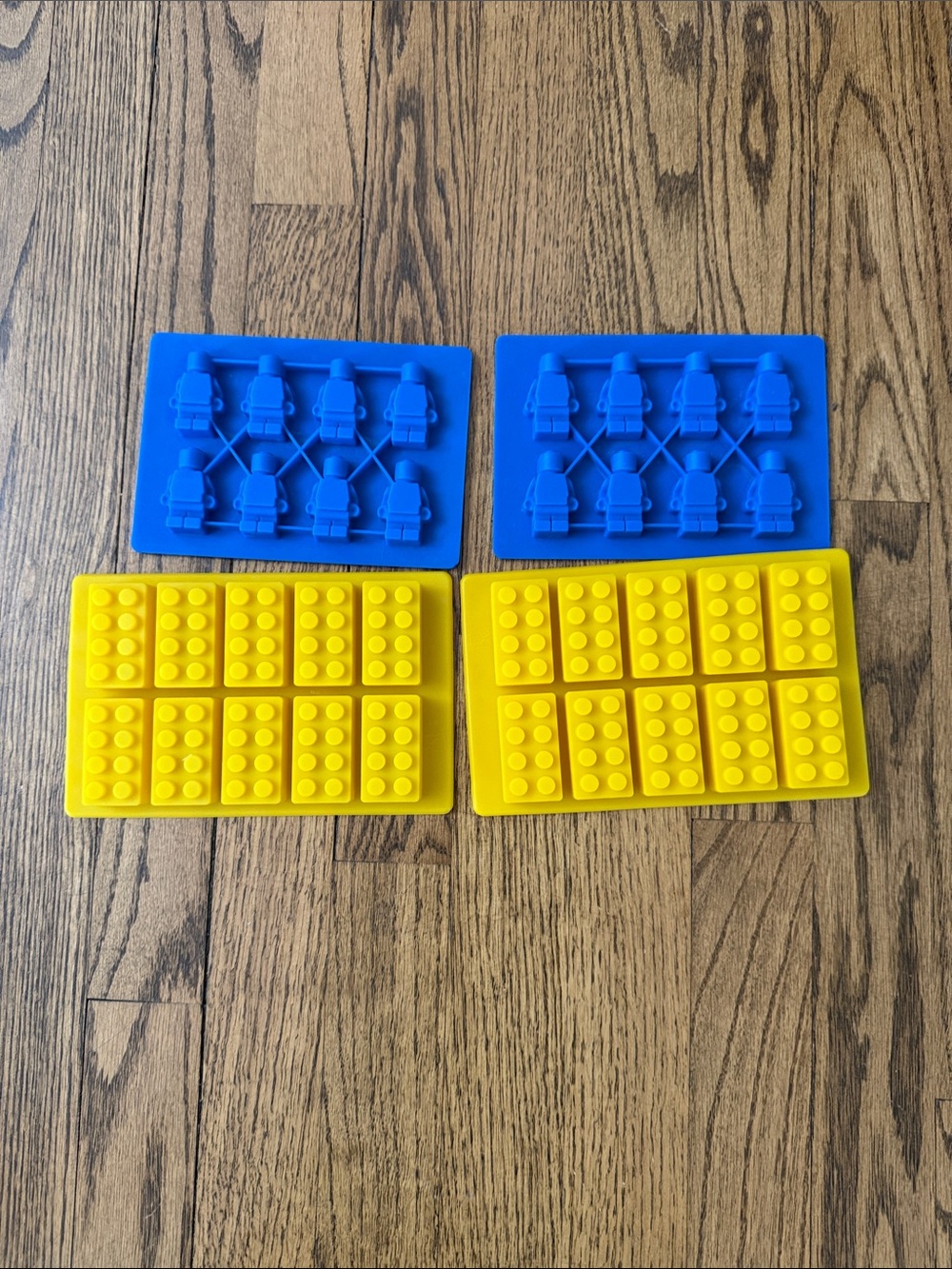 4 Piece Lego Blue & Yellow Silicone Molds MinFig & Bricks